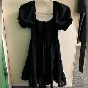 Black Puff Sleeve Mini Dress